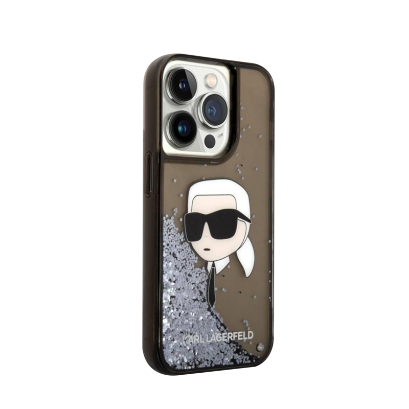

N/a Karl Lagerfeld Liquid Glitter Hard Case With NFT Karl Head For iPhone 16 Pro Max - Black