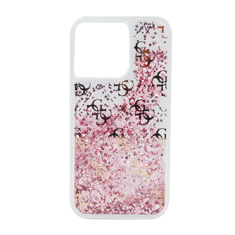 Guess Apple iPhone 13 Pro Guess Liquid Glitter Case 4G Pattern For, Pink/Gold