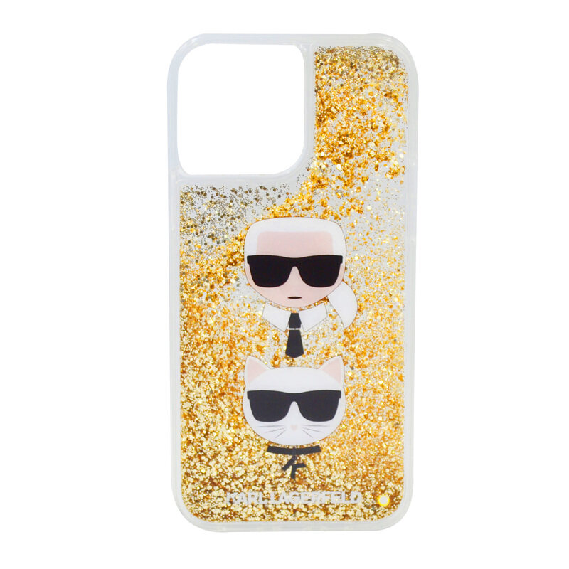 

KARL Apple iPhone 13 Pro Max Karl Lagerfeld Liquid Glitter Case And Karl And Choupette Head For, Gold