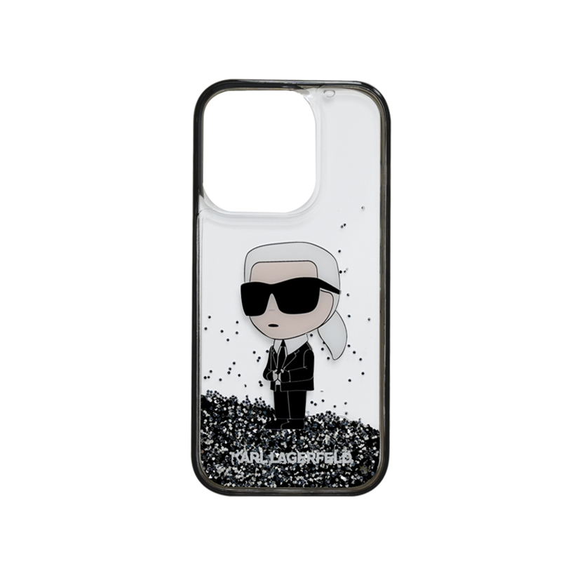 KARL LAGERFELD LIQUID GLITTER CASE IKONIK KARL LOGO IPHONE 15 PRO TRANSPARENT