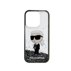 KARL LAGERFELD LIQUID GLITTER CASE IKONIK KARL LOGO IPHONE 15 PRO TRANSPARENT