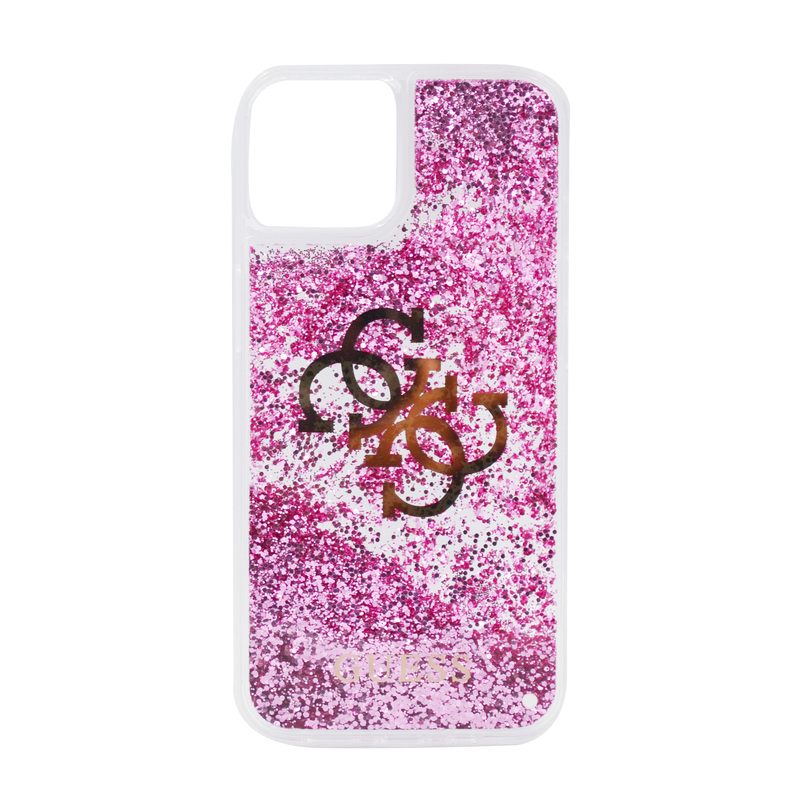 Guess Apple iPhone 13 Guess Liquid Glitter Case 4G Electroplated Logo For, Pink