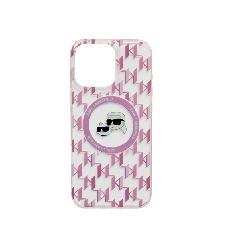 

N/a Karl Lagerfeld Magsafe IML Transparent Hard Case with Karl & Choupette Heads For iPhone 16 Pro Max - Pink