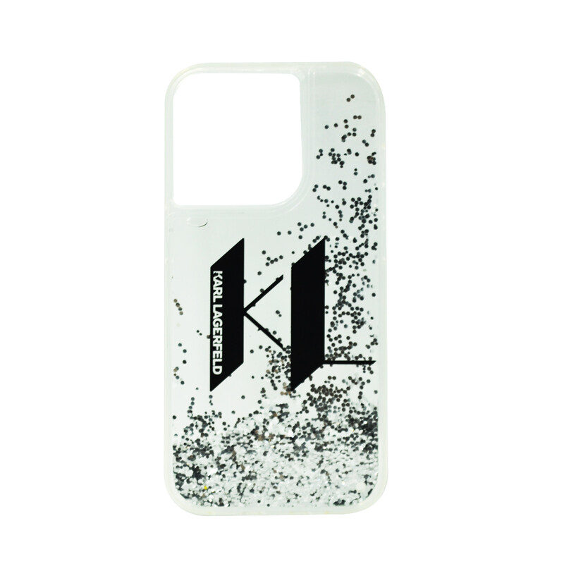

N/a KARL LAGERFELD LIQUID GLITTER BIG KL HARD CASE FOR IPHONE 14 PRO SILVER