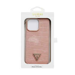 GUESS CROCO CASE WITH TRIANGLE LOGO IPHONE 15 PRO MAX PINK