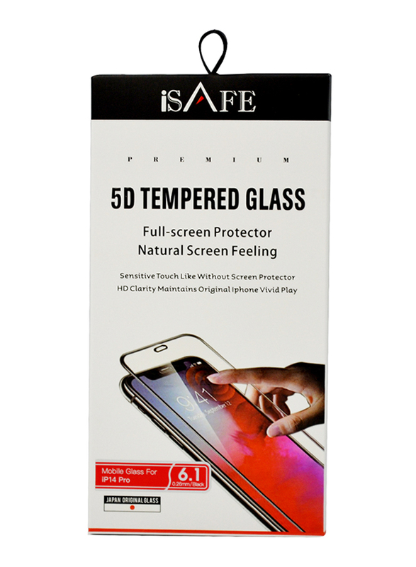 iSafe Apple iPhone 14 Pro 5D Tempered Glass Screen Guard, Clear