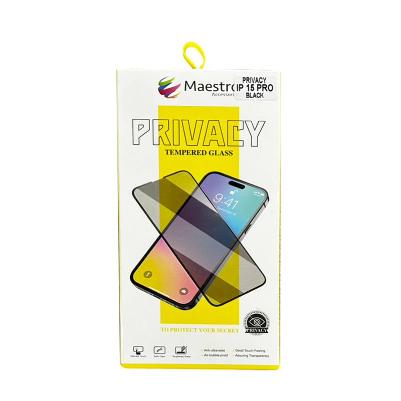 MAESTRO TEMPERED GLASS PROTECTER IPHONE 15 PRO PRIVACY