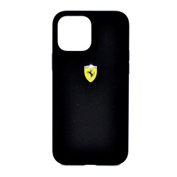 Ferrari Apple iPhone 13 Pro Max Ferrari Liquid Silicone Case Metal Logo For, Black
