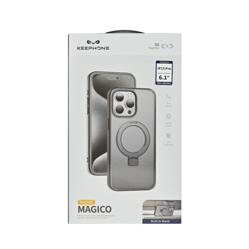 

N/a KEEPHONE MAGICO PROTECTIVE RING STAND CASE IPHONE 15 PRO BLACK