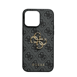 GUESS PU LEATHER CASE WITH 4G METAL LOGO IPHONE 15 PRO GREY