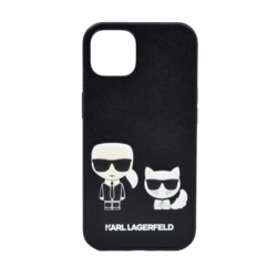 Karl Lagerfeld Pu Leather Case Karl Choupette Bodies Embossed For iPhone 13 Black
