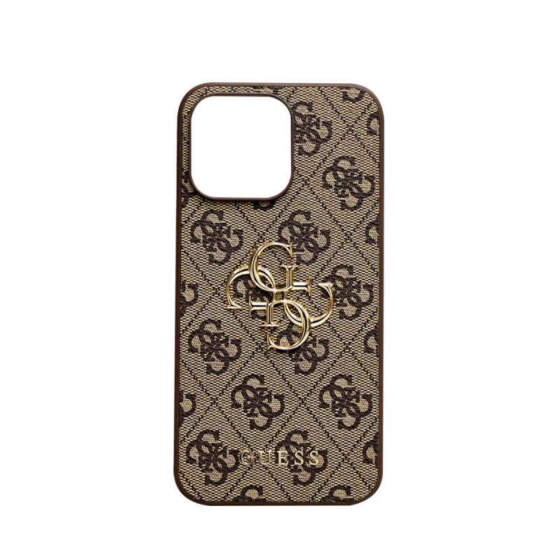 GUESS PU LEATHER CASE WITH 4G METAL LOGO IPHONE 15 PRO MAX BROWN
