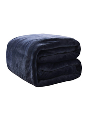 Fabienne Silky Flannel Microfiber Bed Blanket, Double, Navy Blue