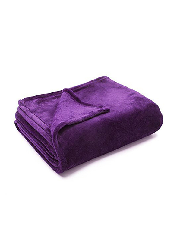فابيني بطانية سرير حريرية من الفلانيل مصنوعة من الألياف الدقيقة، مزدوج، بنفسجي