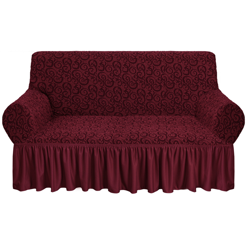 

Fabienne Jacquard Fabric Stretchable Two Seater Sofa Cover Maroon