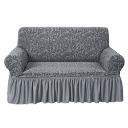 Fabienne Jacquard Fabric Stretchable Two Seater Sofa Cover Grey
