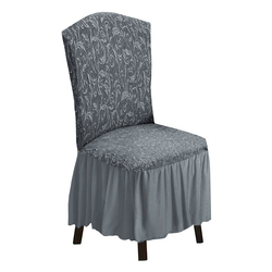 Fabienne Woven Jacquard Stretch Fit Dining Chair Cover Grey
