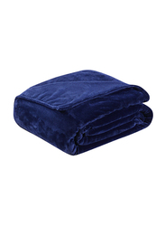 فابيني بطانية سرير حريرية من الفلانيل مصنوعة من الألياف الدقيقة، مزدوج، أزرق