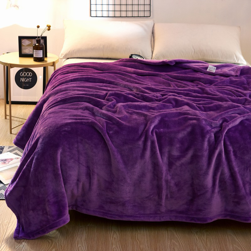 Fabienne Silky Flannel Microfiber Bed Blanket, Double, Purple
