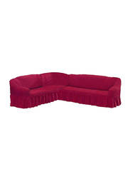 Fabienne Six Seater Stretchable Sofa Cover, 4 to 5.8 m, Claret Red