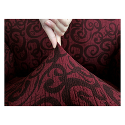 Fabienne 4-PieceStretchable Sofa Cover Set Maroon Woven Jacquard Seven Seater Couch Cover Set 3211 Combination