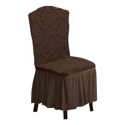 Fabienne Woven Jacquard Dining Chair Cover Stretch Fit Chocolate Brown