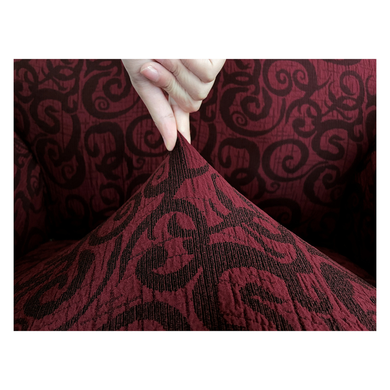 Fabienne Jacquard Fabric Stretchable Two Seater Sofa Cover Maroon