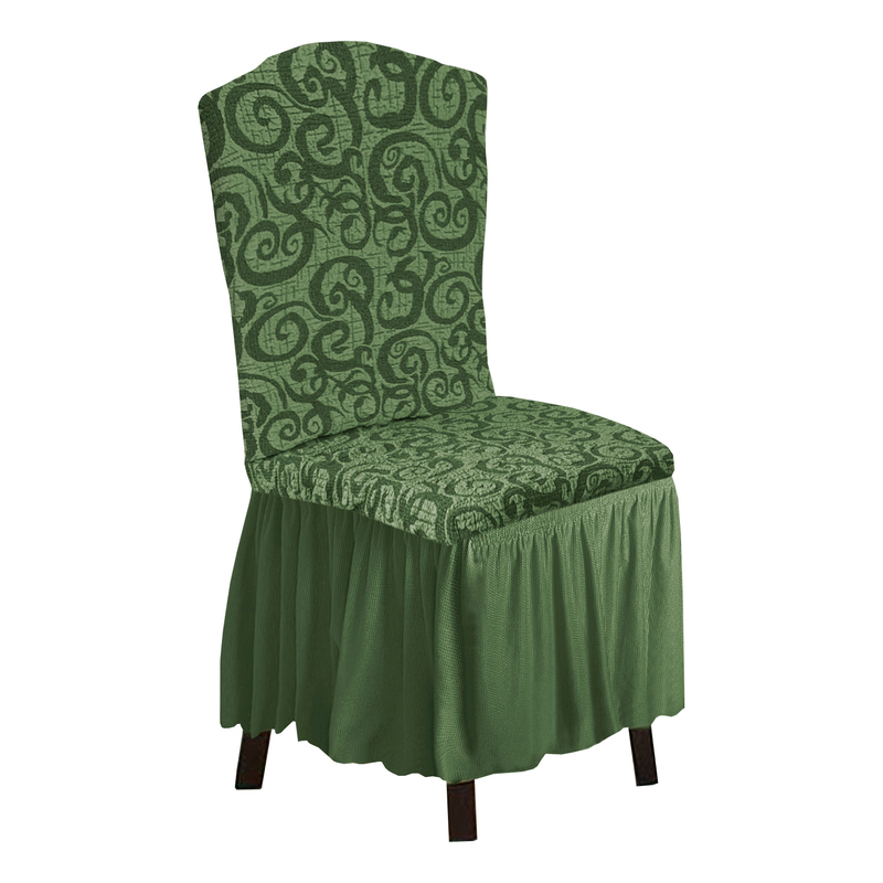 Fabienne Woven Jacquard Stretch Fit Dining Chair Cover Olive Green