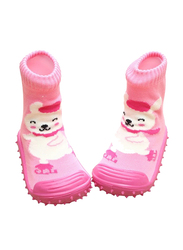 Cool Grip Skating Bear Baby Shoe Socks for Girls, Size 23, 36-48 Months, Orange
