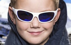 Koolsun Full Rim Sport Sunglasses Kids Unisex, Mirrored Silver Revo Lens, KS-SPWHCA006, 6-12 years, White/Cabaret