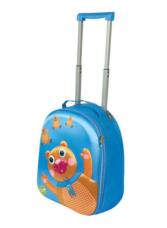 Oops Easy Trolley Bag for Kids, Chocolat Au Lait (Bear), Blue