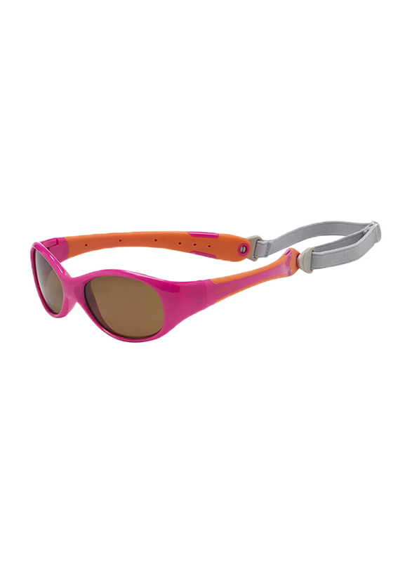 Koolsun Full Rim Flex Sunglasses Kids Unisex, Mirrored Silver Lens, KS-FLPO000, 0-3 years, Hot Pink/Orange