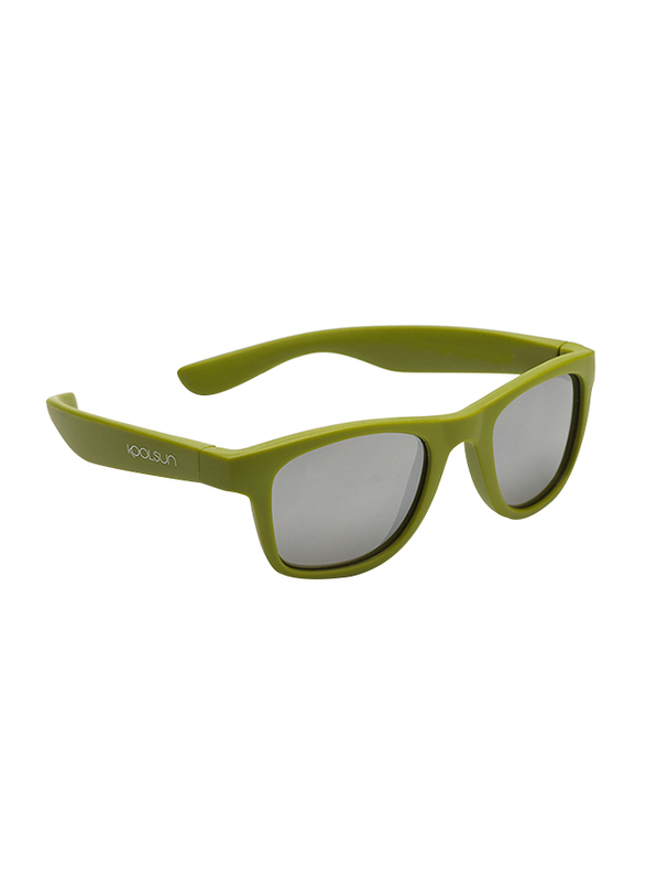 Koolsun Full Rim Wave Sunglasses Kids Unisex, Mirrored Silver Lens, KS-WAOB001, 1-5 years, Army Green