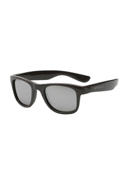 Koolsun Full Rim Wave Sunglasses Kids Unisex, Mirrored Silver Lens, KS-WABO003, 3-10 years, Black Onyx