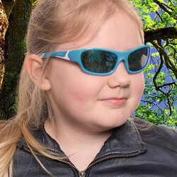 Koolsun Full Rim Sport Sunglasses for Boys, Ice Blue Revo Lens, KS-SPBLSH006, 6-12 years, Aqua/White