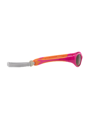 Koolsun Full Rim Flex Sunglasses Kids Unisex, Mirrored Silver Lens, KS-FLPO000, 0-3 years, Hot Pink/Orange