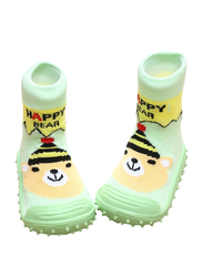 Cool Grip Happy Bear Baby Shoe Socks Unisex, Size 23, 36-48 Months, Green