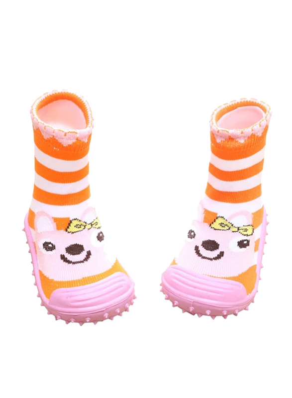 Cool Grip Bunny Orange Baby Shoe Socks Unisex, Size 22, 24-36 Months, Orange