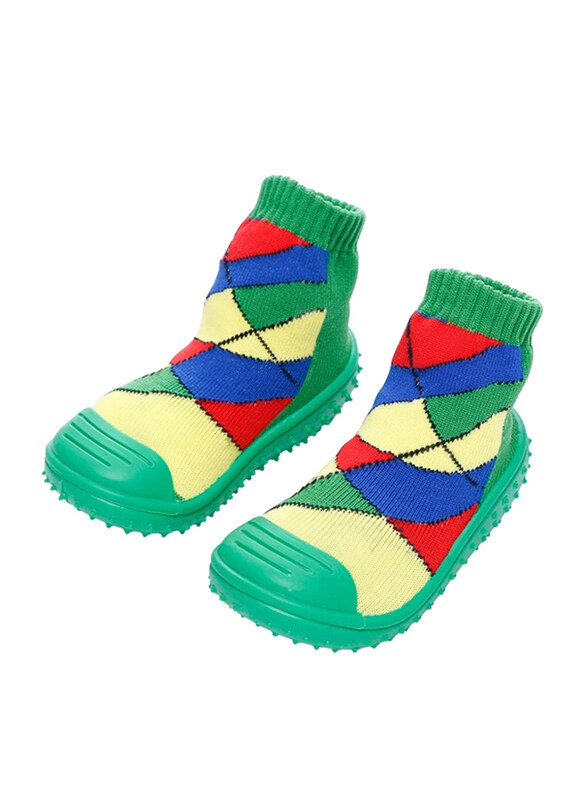 

Cool Grip Green Checker Baby Shoe Socks Unisex, Size 23, 36-48 Months, Green