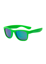 Koolsun Full Rim Wave Sunglasses Kids Unisex, Mirrored Green Lens, KS-WANG003, 3-10 years, Neon Green