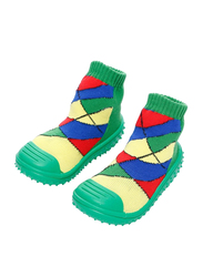 Cool Grip Green Checker Baby Shoe Socks Unisex, Size 20, 12-18 Months, Green