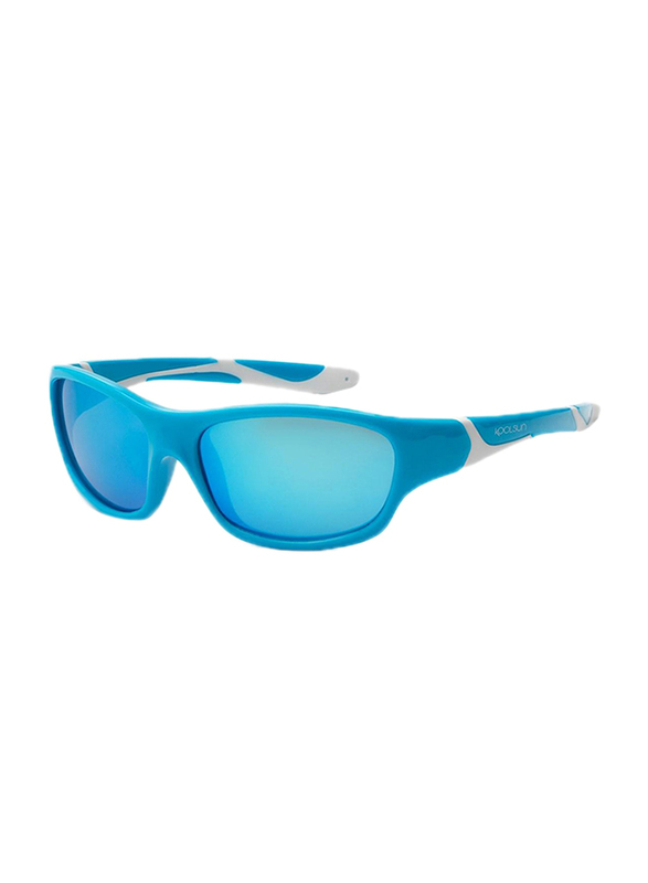 Koolsun Full Rim Sport Sunglasses for Boys, Ice Blue Revo Lens, KS-SPBLSH003, 3-8 years, Aqua/White