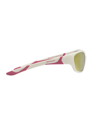 Koolsun Sport Full Rim Sunglasses for Kids, Hot Pink Revo Lens, 6-12 Years, White Hot Pink