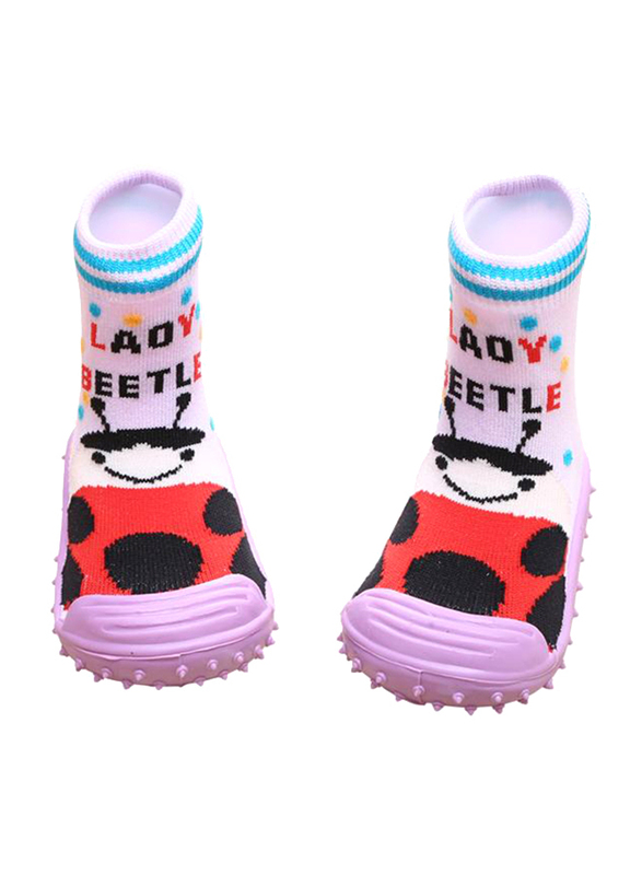 Cool Grip Lady Beetle Baby Shoe Socks Unisex, Size 23, 36-48 Months, Pink