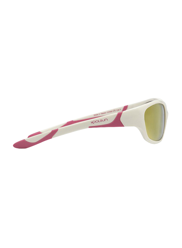 Koolsun Sport Full Rim Sunglasses for Kids, Hot Pink Revo Lens, 3-8 Years, White Hot Pink