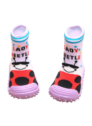 Cool Grip Lady Beetle Baby Shoe Socks Unisex, Size 19, 9-12 Months, Pink