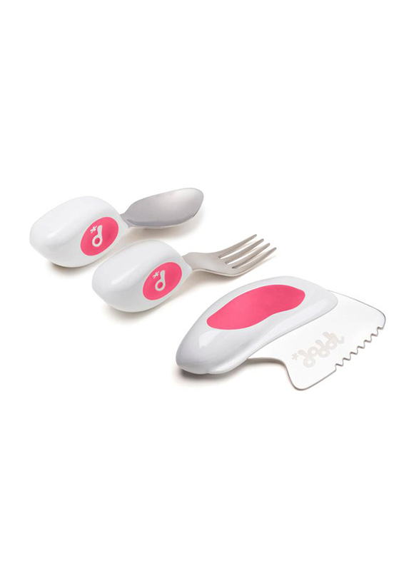 Doddl Childrens Cutlery Set, 3 Piece, Magenta Pink