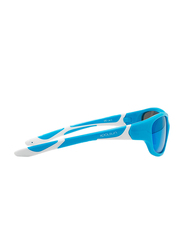 Koolsun Full Rim Sport Sunglasses for Boys, Ice Blue Revo Lens, KS-SPBLSH006, 6-12 years, Aqua/White