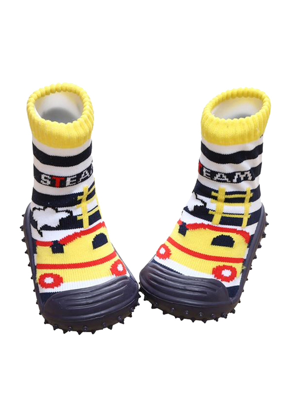 Cool Grip Steam Engine Baby Shoe Socks Unisex, Size 19, 9-12 Months, Yellow