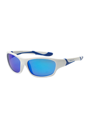 Koolsun Full Rim Sport Sunglasses for Boys, Ice Blue Revo Lens, KS-SPWHSH003, 3-8 years, White/Blue